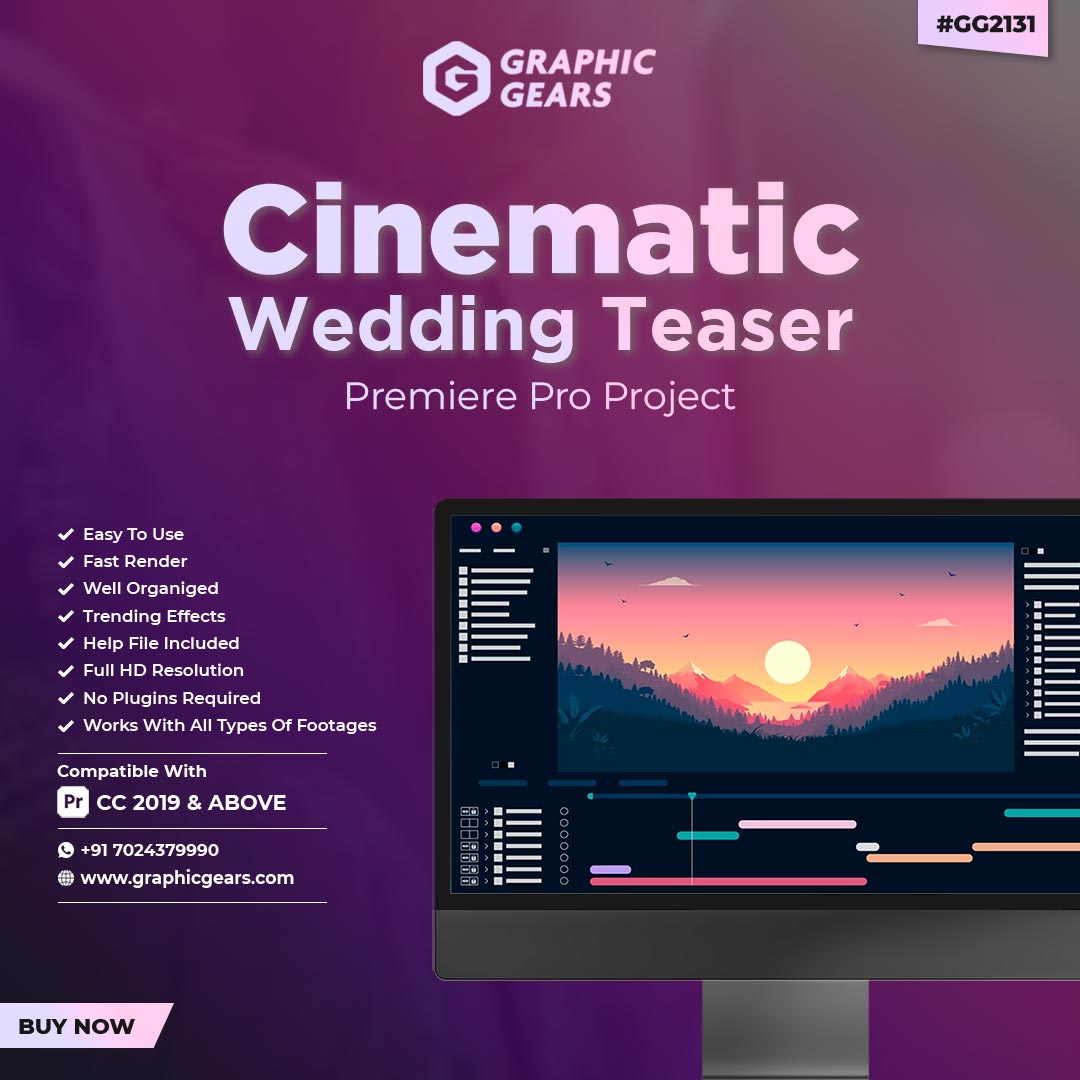 Wedding Teaser Project – Cinematic Pre-Wedding Teaser Premiere Pro Project GraphicGears