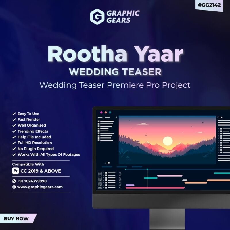 Wedding Cinematic Teaser Project For Premiere Pro - Rootha Yaar - GG2142