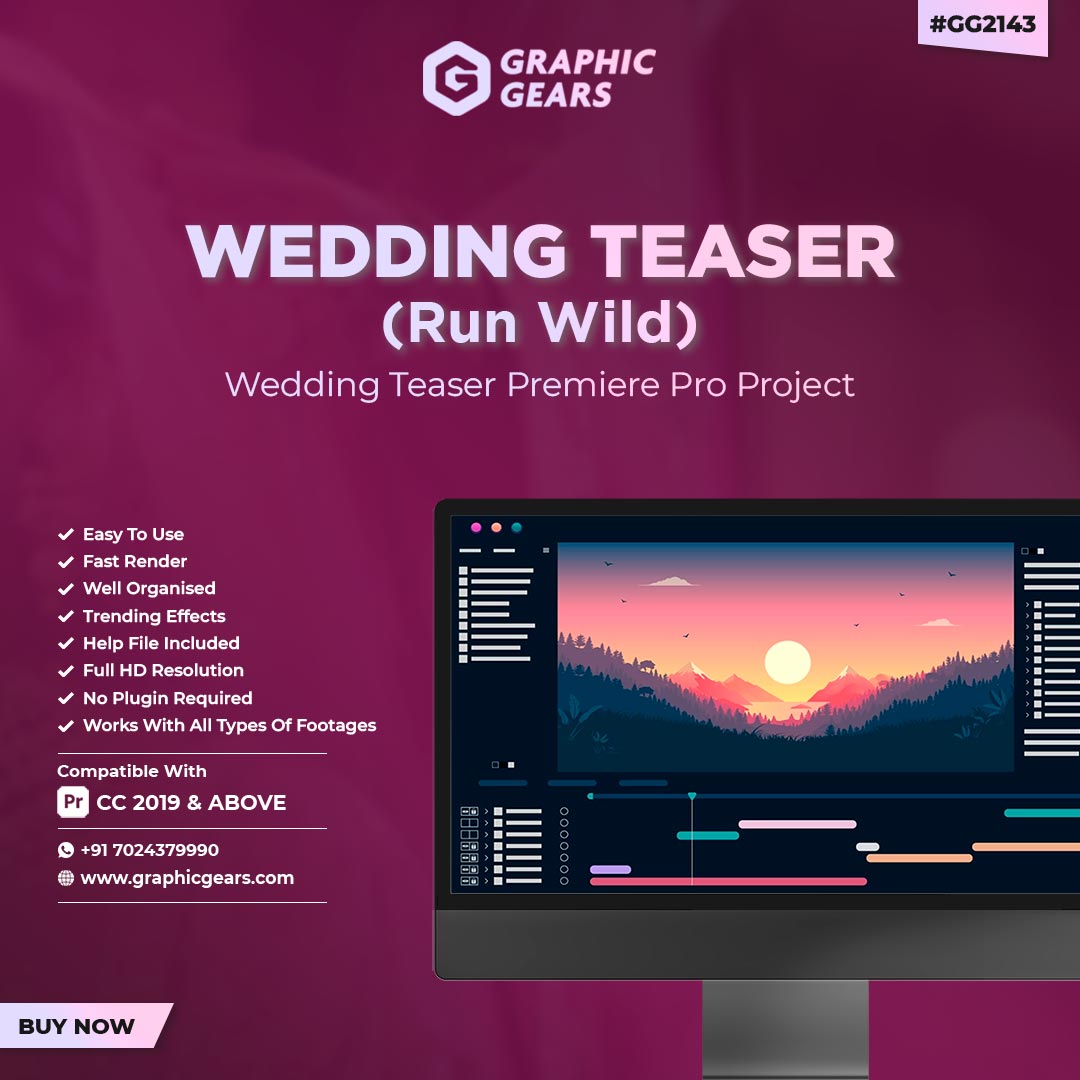 Wedding Cinematic Teaser Project For Premiere Pro - Run Wild GG2143