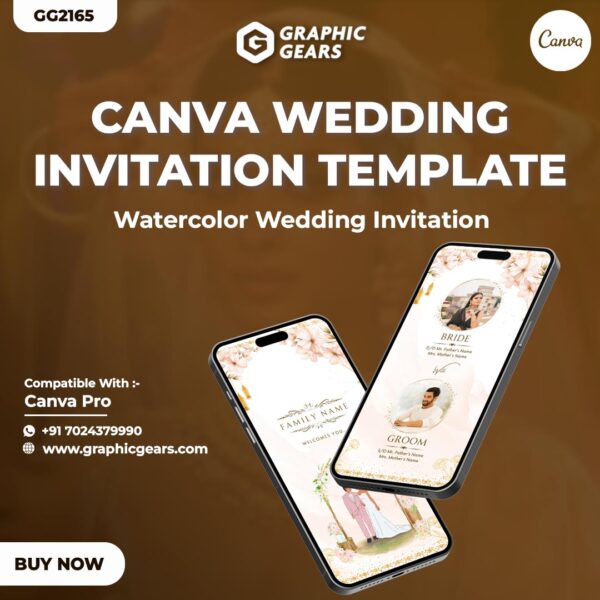 Wedding Invitation Canva Template - Watercolor Wedding Invitation Project