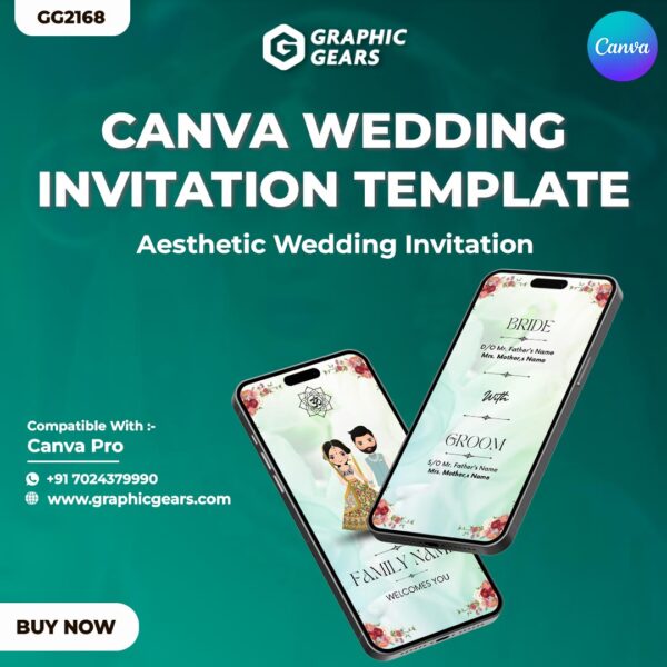 Aesthetic Wedding Invitation Canva Template - Wedding Invitation Project