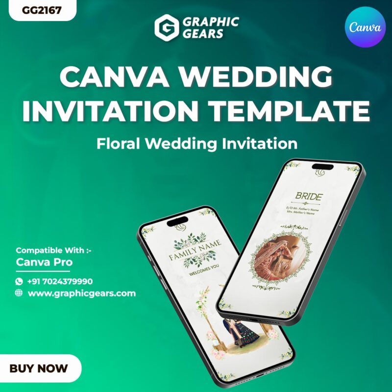 Floral Wedding Invitation Canva Template - Wedding Invitation Project