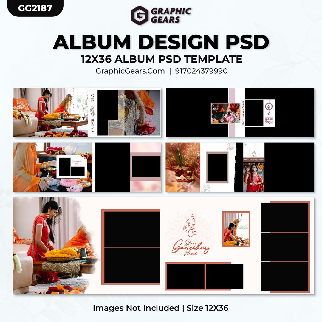 Download Wedding Album PSD - Ganpati Sthapana Wedding Album Design PSD
