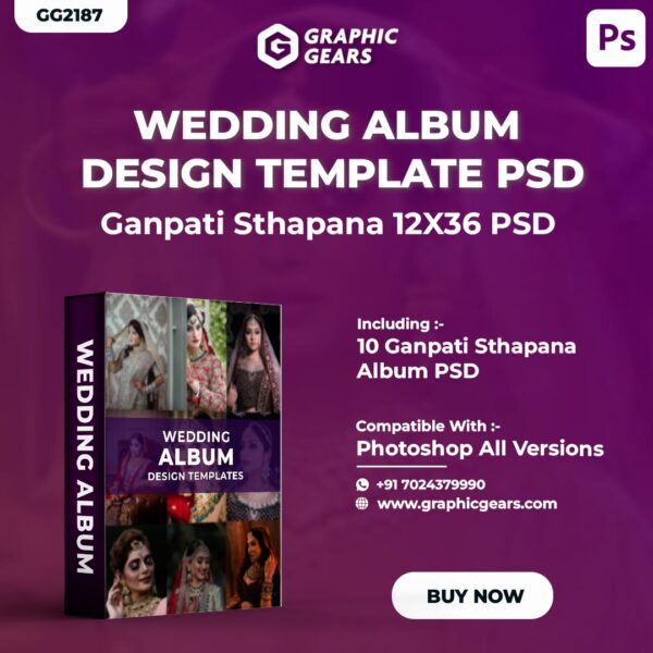 Download Wedding Album PSD - Ganpati Sthapana Wedding Album Design PSD