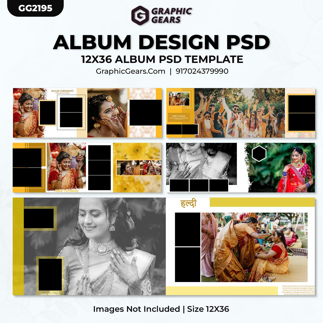 Download Wedding Album PSD - Haldi Ceremony Wedding Album Design PSD