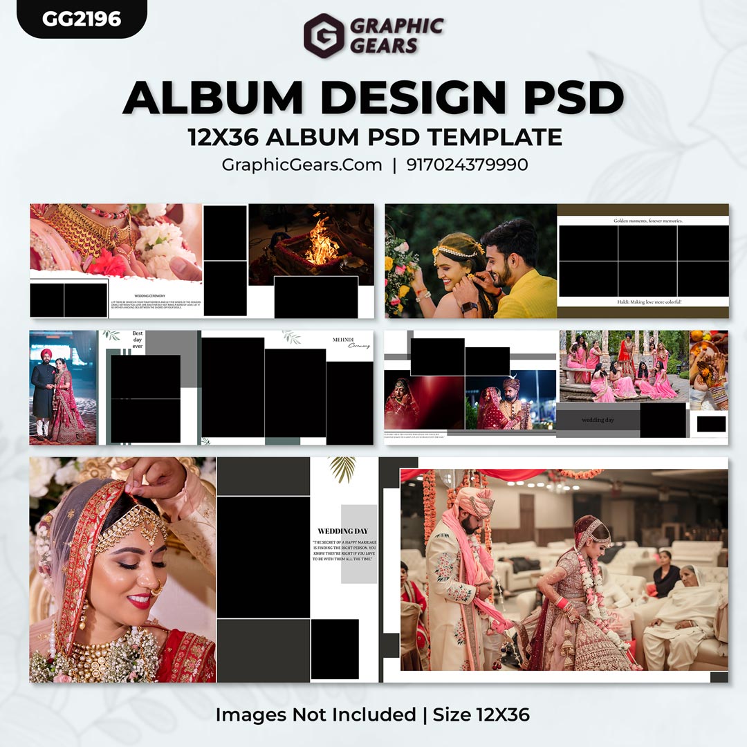Download Wedding Album Design PSD Templates - 12X36 Album PSD Pack 11
