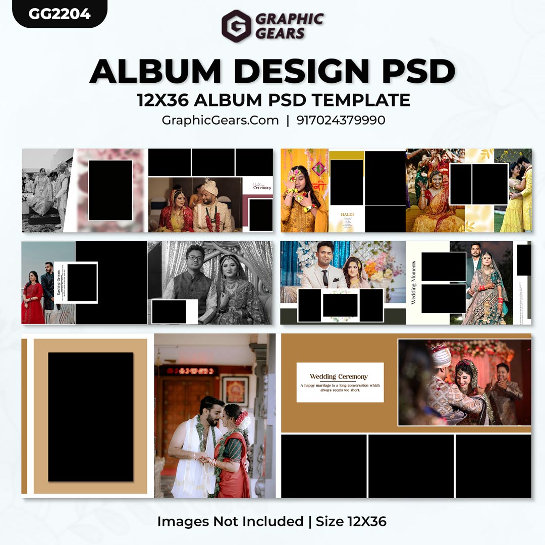 Download Wedding Album Design PSD Templates 2024 - 12X36 Album PSD Pack 12