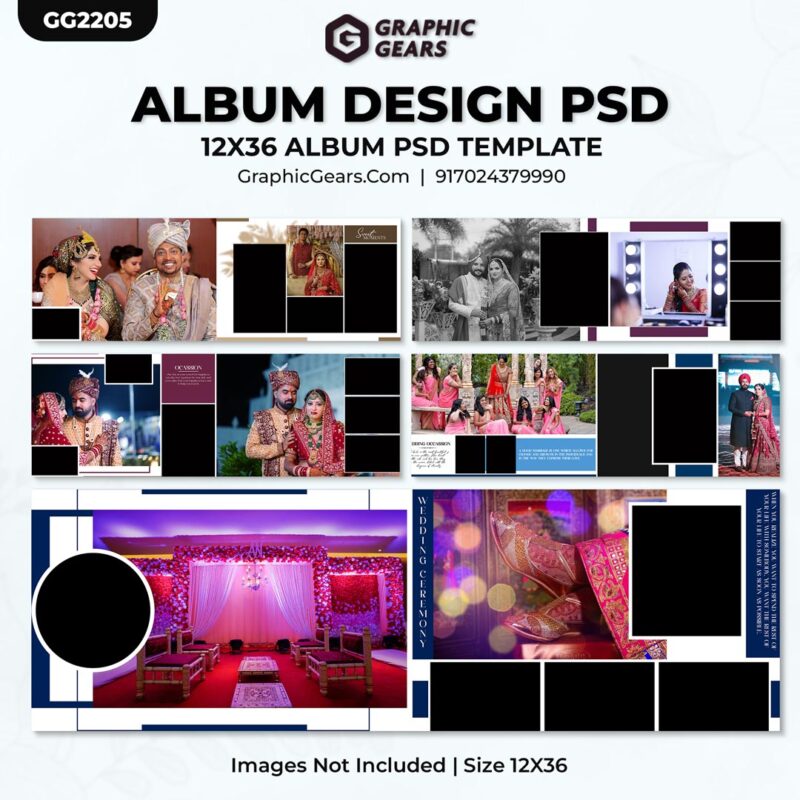 Download Wedding Album Design PSD Templates 2024 - 12X36 Album PSD Pack 13