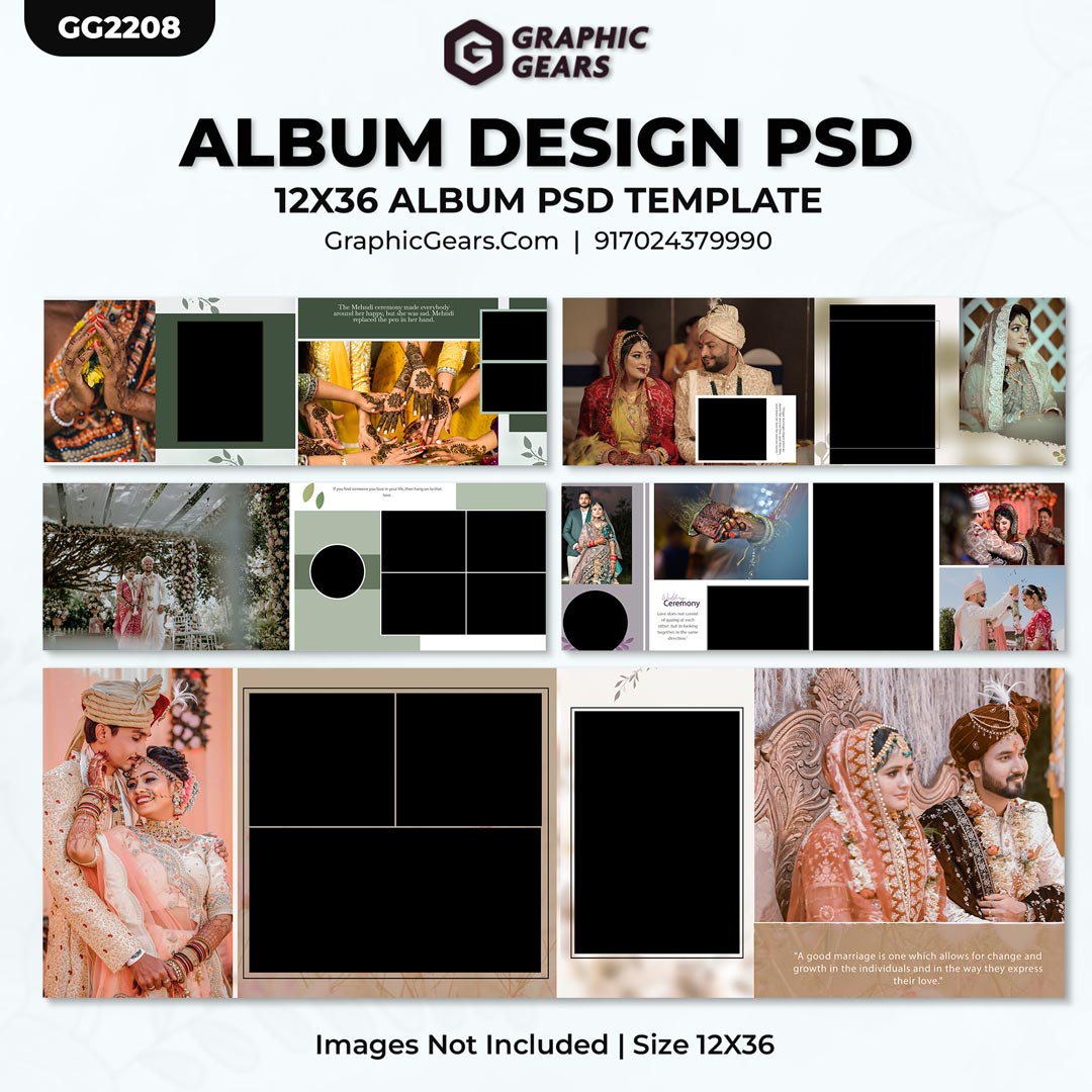 Download Wedding Album Design PSD Templates 2024 - 12X36 Album PSD Pack 16