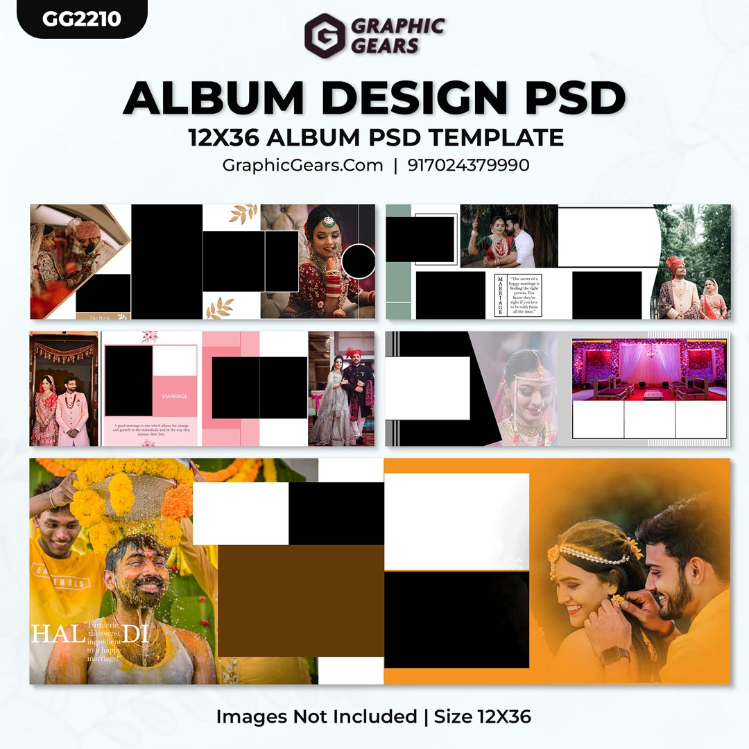 Download Wedding Album Design PSD Templates 2024 - 12X36 Album PSD Pack 17