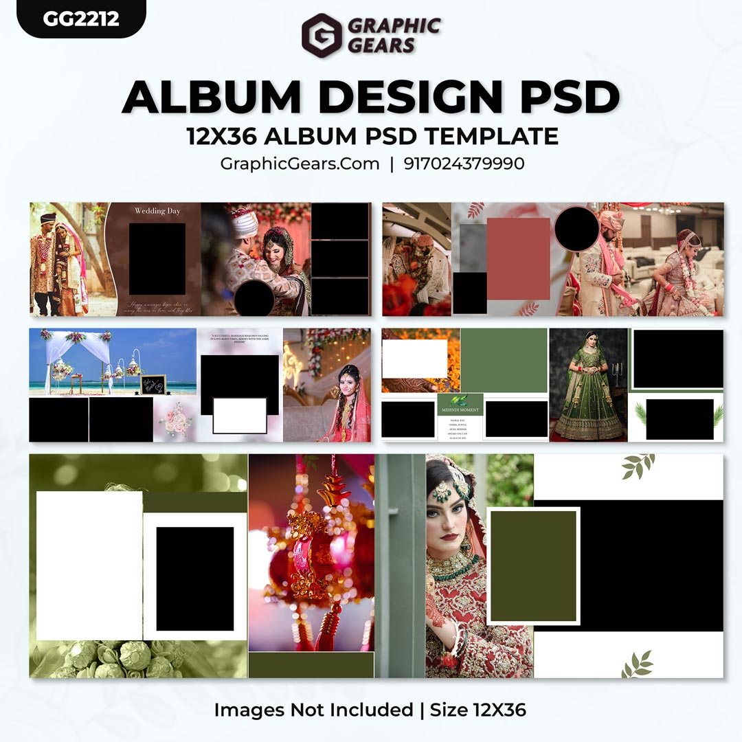 Download Wedding Album Design PSD Templates 2024 - 12X36 Album PSD Pack 18