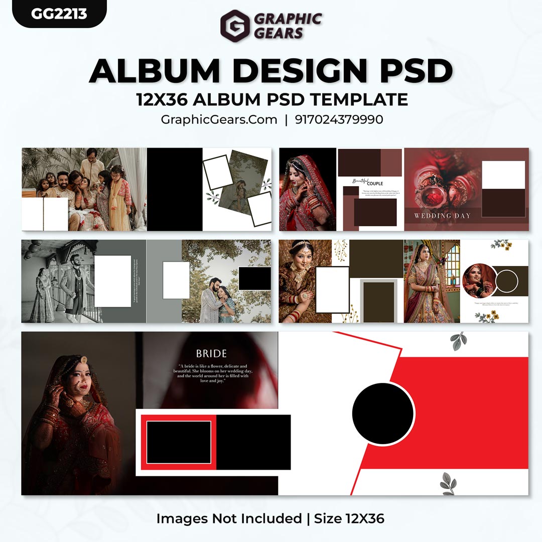 Download Wedding Album Design PSD Templates 2024 - 12X36 Album PSD Pack 19