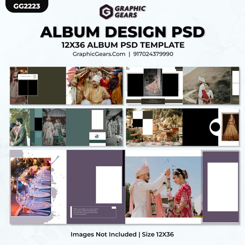 Download Wedding Album Design PSD Templates 2024 - 12X36 Album PSD Pack 28